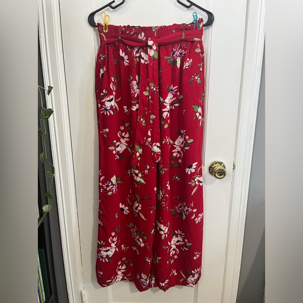 Wide Legged Pants- Red Floral